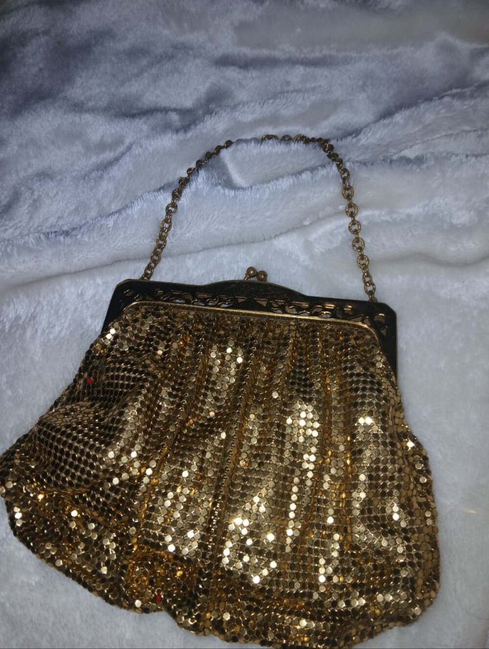 Vintage Whiting And Davis Gold Sequin Evening Chain-Handle Bag